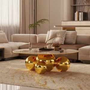 Cogliandro Round Coffee Table, Luxury Oversize Faux Marble