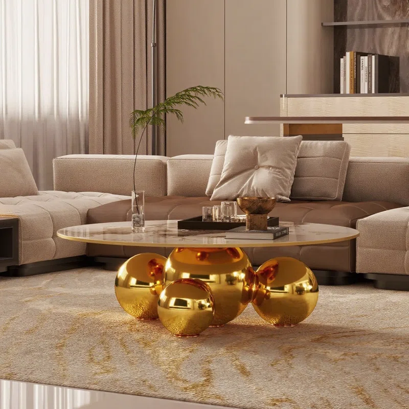 Cogliandro Round Coffee Table, Luxury Oversize Faux Marble